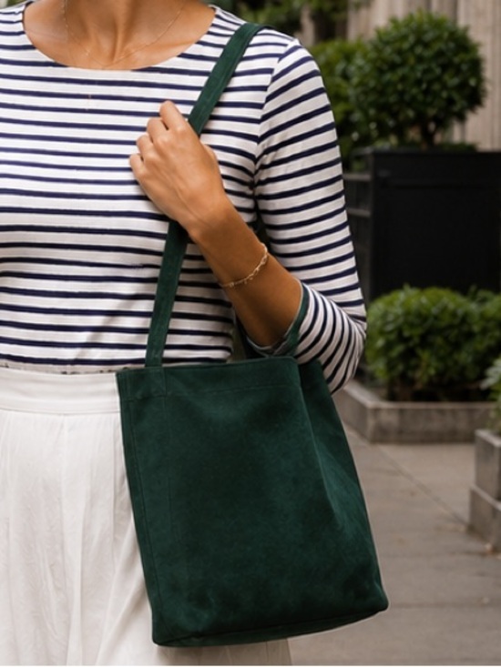 J. Crew Handbags - J. CREW BERKLEY Green Suede Leather Bucket Bag